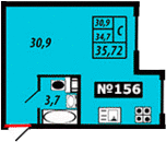 Студия 34.6 м²